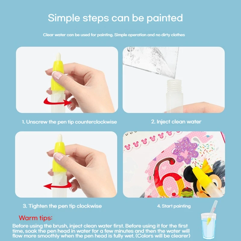 Disney Kids Magic Water Drawing Books Coloring Books Painting Toys For Kids Birthday Christmas New Year Gift For Boys And Girls