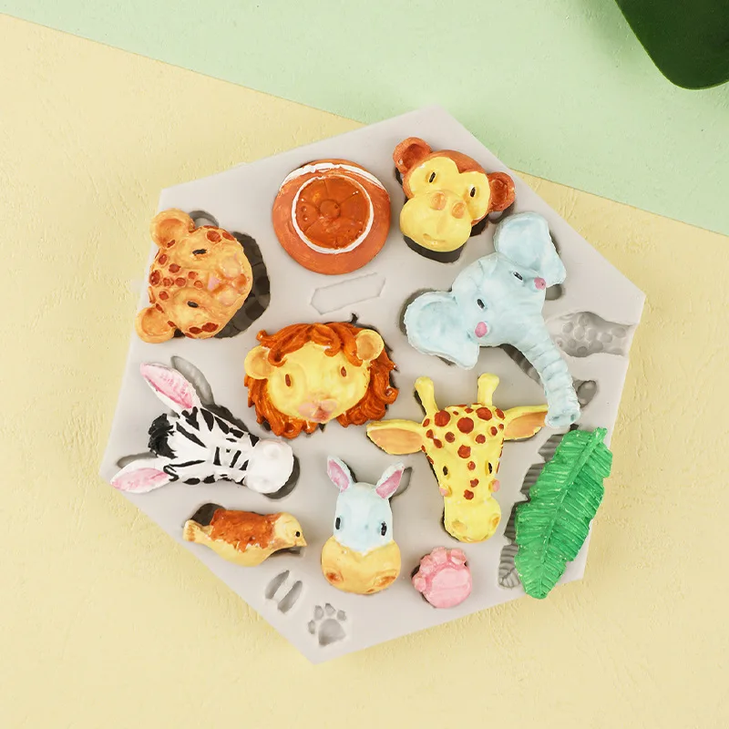 Forest Lion Deer Animal Cookie Mold Turtle Leaves Fondant Biscuit Stamp Mould for Kids Jungle Birthday Party Baking Cake Decor