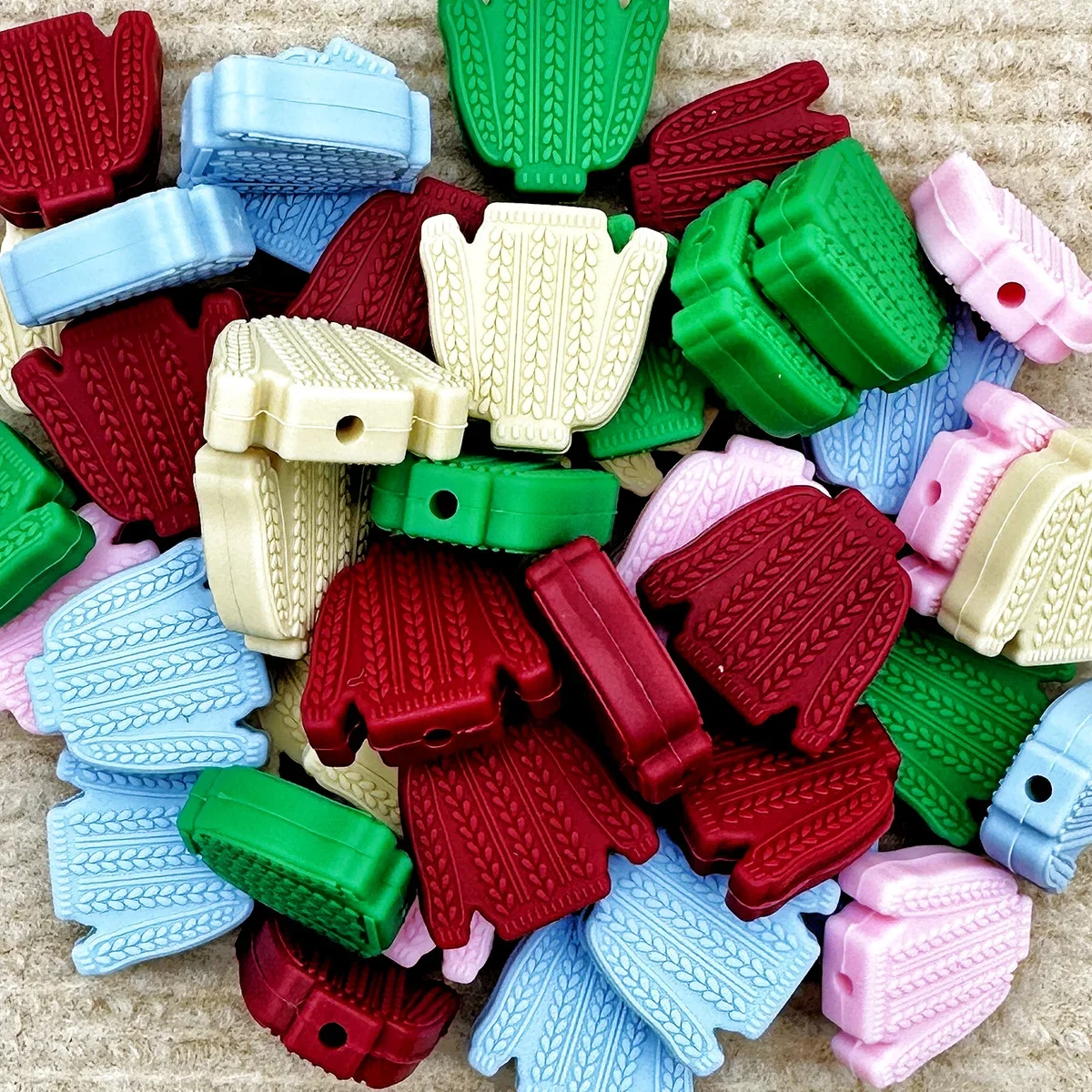 10pcs Silicone Beads Silicone Sweater Beads Teether Food-Grade Chewing Teeth Bead DIY Nipple Chain Jewelry Accessories