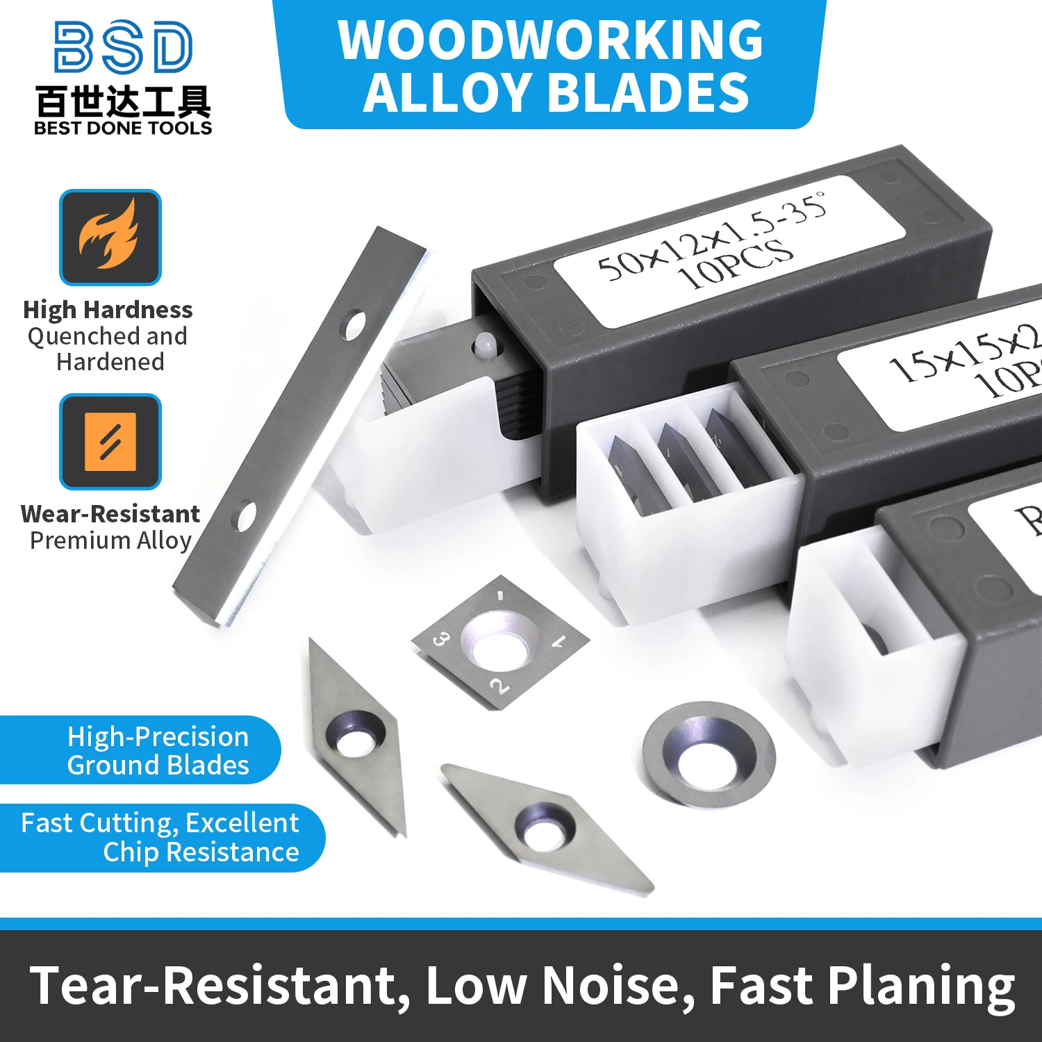 

10pcs Carbide Reversible Wood Inserts (14x14x2-30° / 15x15x2.5-30° / 30x12x2.5-35°) + 10 Free Screws