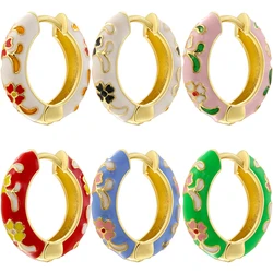 ZHUKOU Enamel Dripping Oil Ethnic Style Feature Colorful Earrings Ladies Fashion Trend Ear Jewelry 1 Pair:VE1529