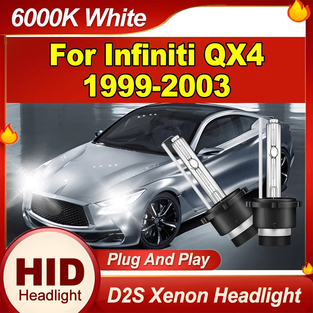 

2 шт., высокая мощность 20000LM Plug And Play 6000K, белые ксеноновые фары D2S, автомобильные фары 12 В 24 В, ксеноновые лампы для Infiniti QX4 1999-2003 гг.