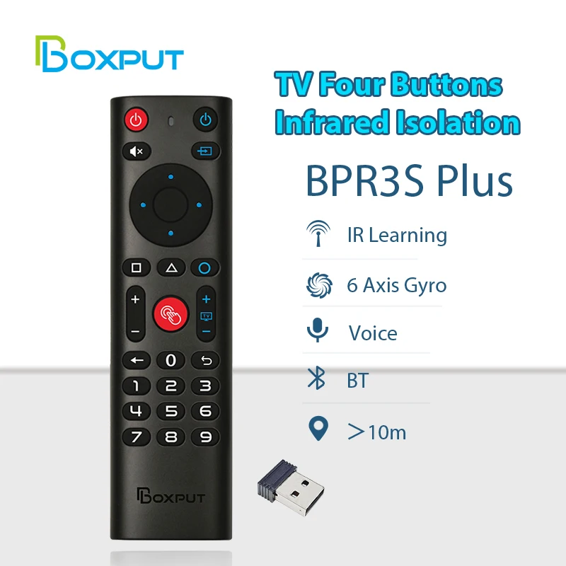 BPR3S PLUS 2.4G Bluetooth Dual Mode Air Mouse Remote Voice Control Gyroscope IR Learning Wireless Controller For Android TV Box