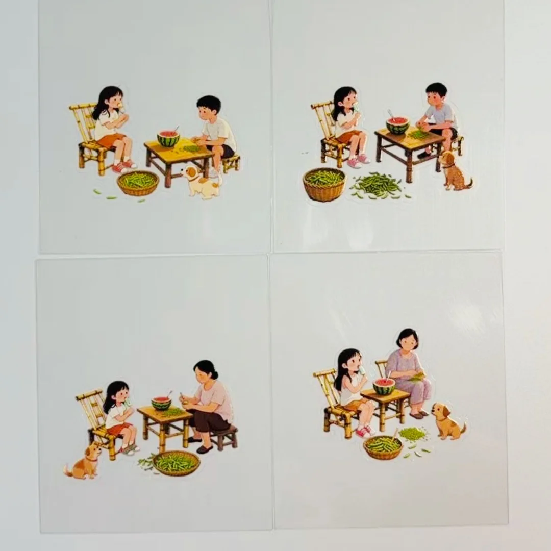 

12.4 New 20 Models, Flat Sticker DIY PET Childhood Series, Mobile Phone Back Card Collage