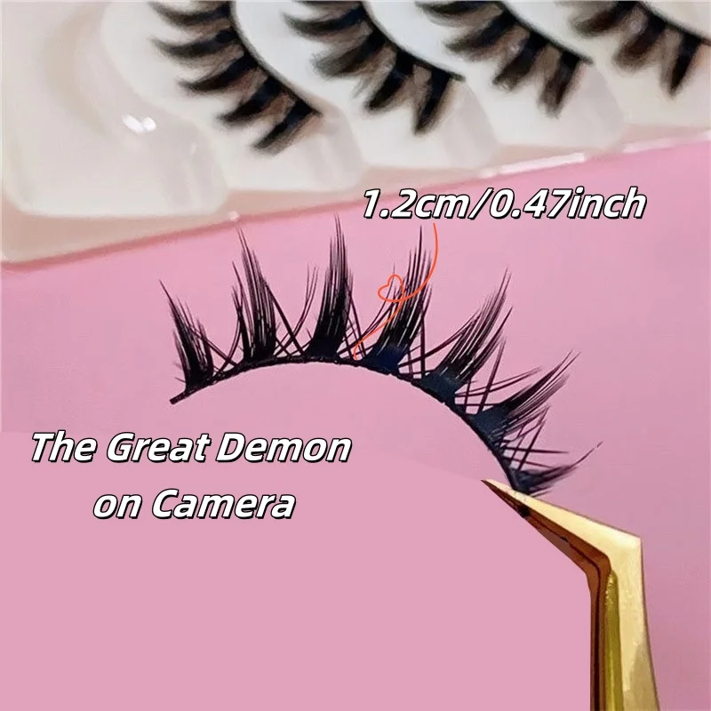 5 أزواج من الرموش الصناعية الشيطانية ذات الجذع الأسود، وذيل مدبب مزدوج الجفن، والرموش الطويلة والسميكة