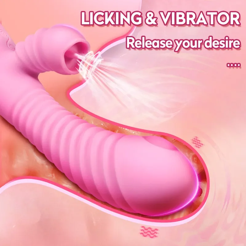 Vibrator For Women 2 In 1 Licking Machine Clitoris Stimulator G-Spot Powerful Vibro Dildo Wand Female Clit Sucker Adult Sex Toys