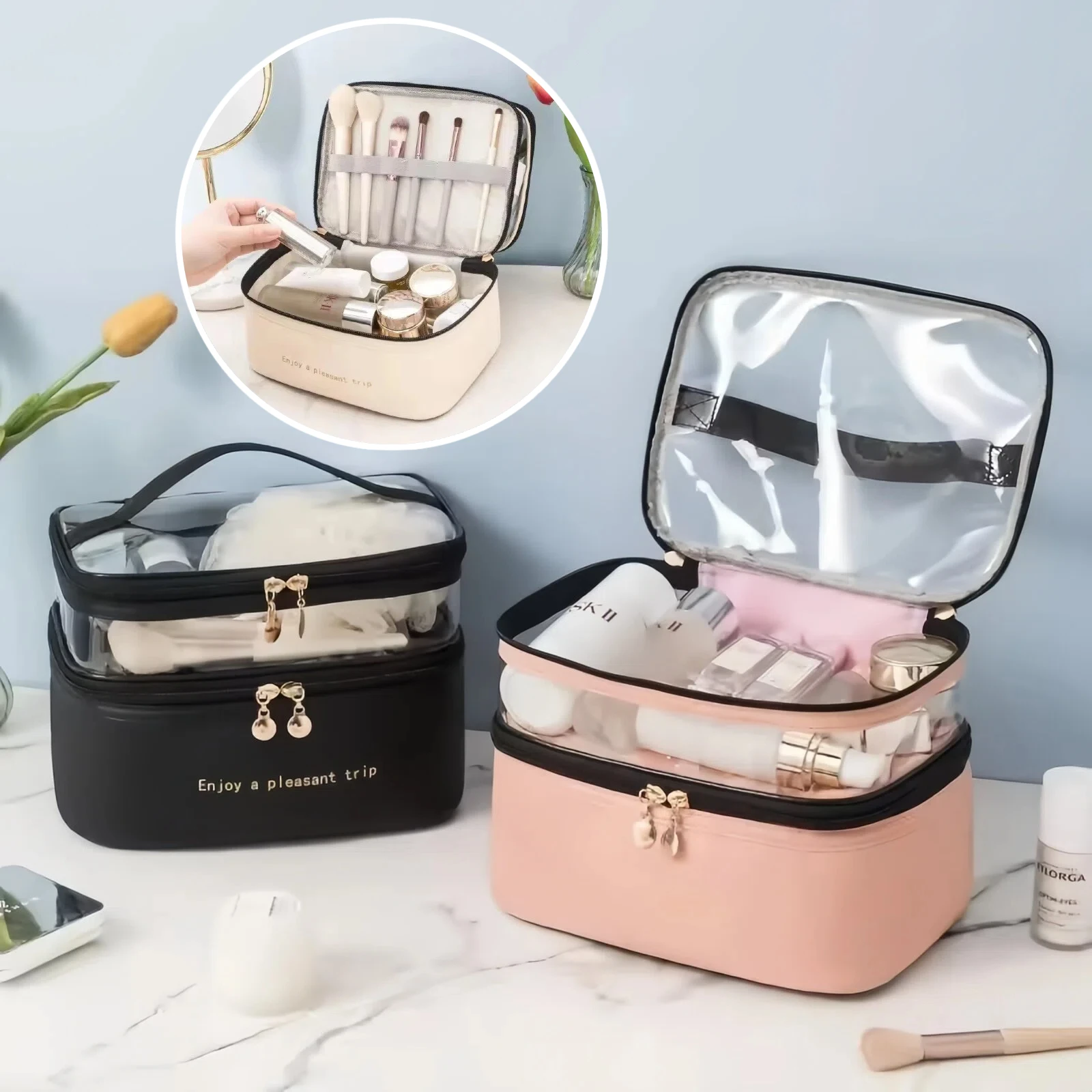 Portable Washing Bag Big Capacity Makeup Bags Waterproof Travel Storage Bag Travel Handbag Cosmetic Storage Bag