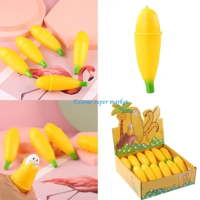 

090B Compact Banana Stress Toy Convenient Banana Toy Stress and Fatigue Reducing Squeeze Toy for Office Home and Travel