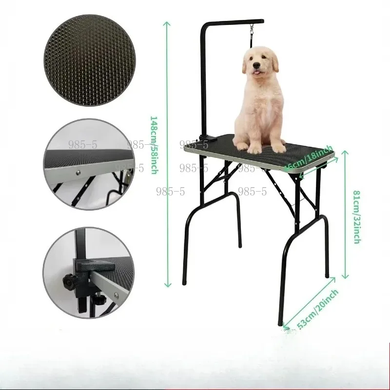 Large Foldable Pet Beauty Desk Stainless Steel Adjustable Height Pet Vanity