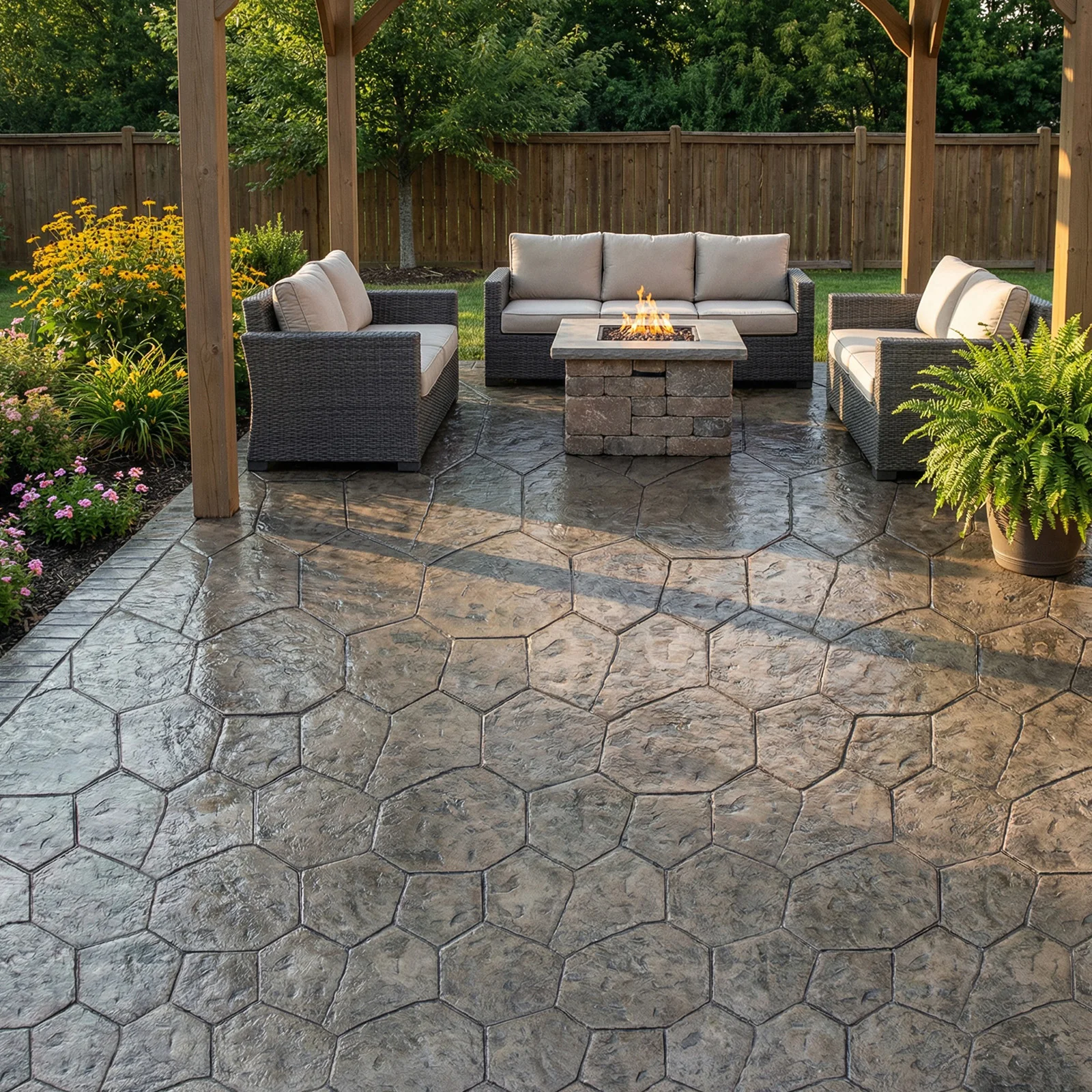 

5pcs Concrete Stamping Mat Rotational Pattern Slate Texture Seamless Concrete Stamping Mat Realistic Detail for Outdoor