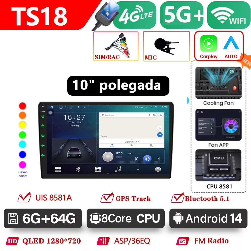Car Android TS18 Radio 9 10inch Universal Host Player Navigation