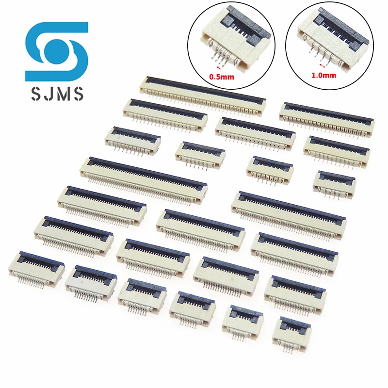 10szt 0.5mm 1mm Skok FPC FFC Pod klapką Złącze kabla płaskiego 4P 5P 6P 8P 10P 12P 14P 16P 20P 22P 24P 30P 34P 40P 50