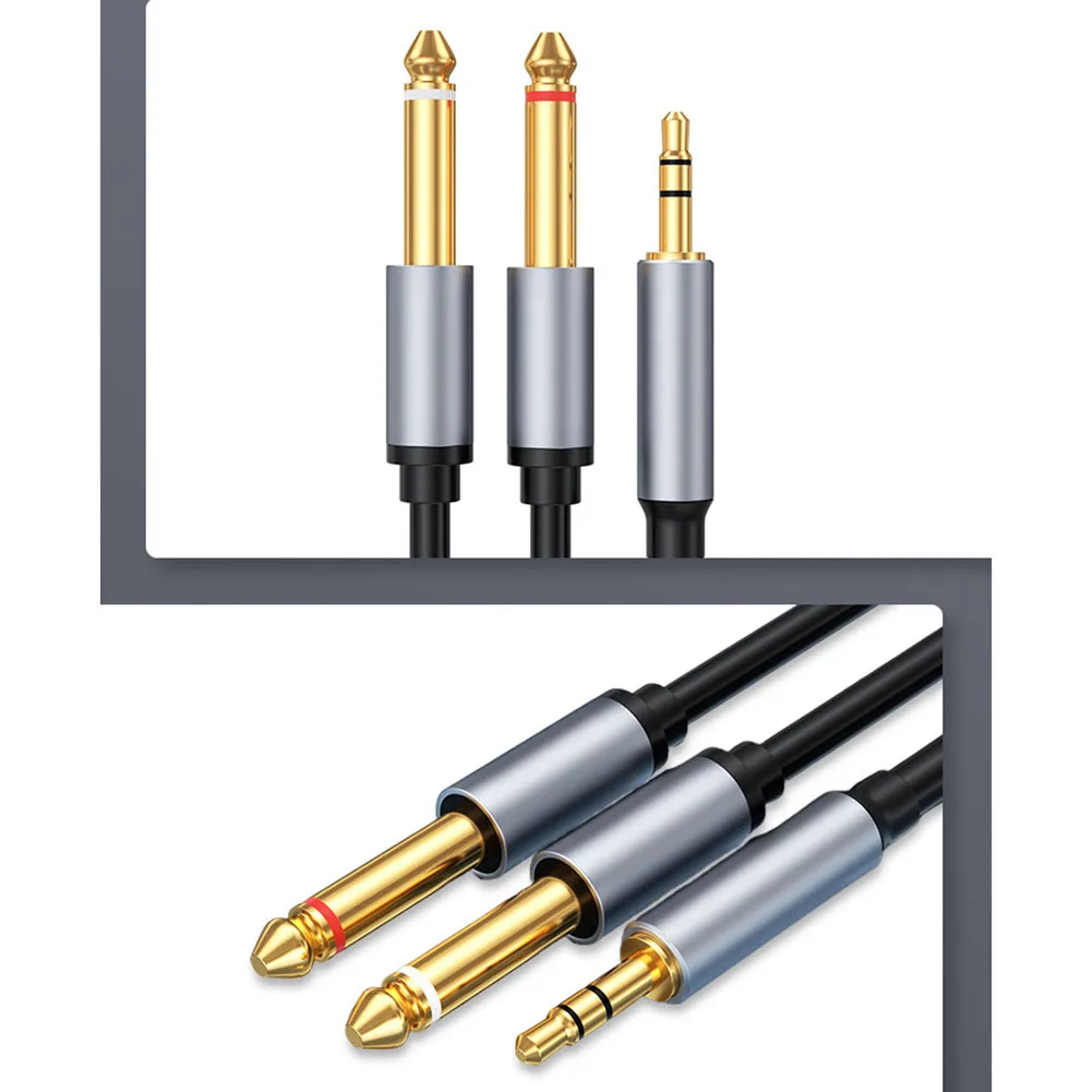 Audio Cable 3.5mm To Double 6.5mm TRS Cable With Mono 6.5 For Enhanced Audio 12*11*2cm For Connecting Mixers Amplifiers