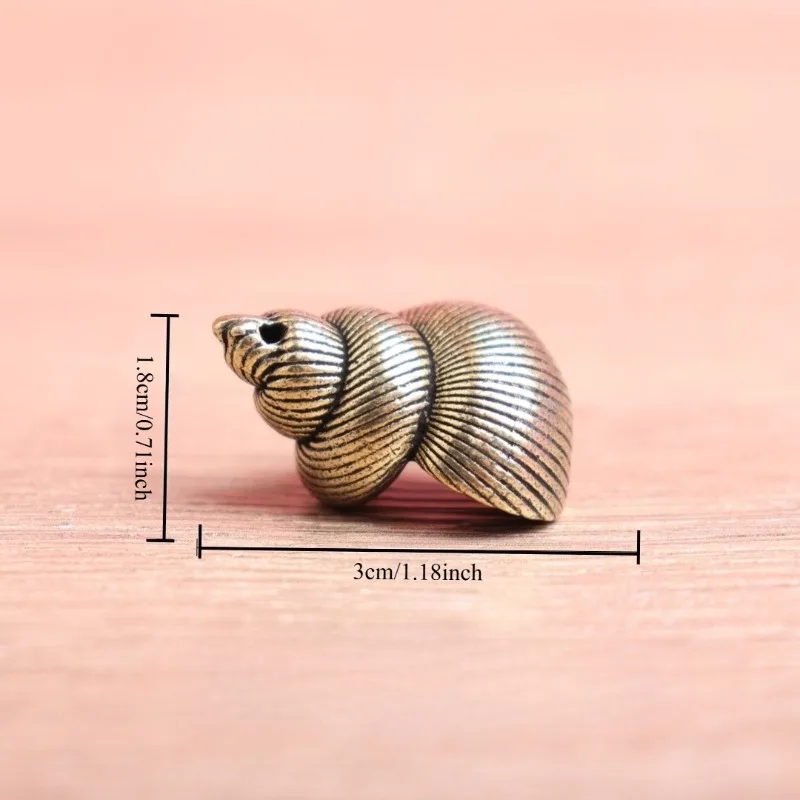 Vintage Brass Conch Mini Figurine Metal Spiral Shell Ornament Keychain Pendant,  DIY Jewelry Making Accessory