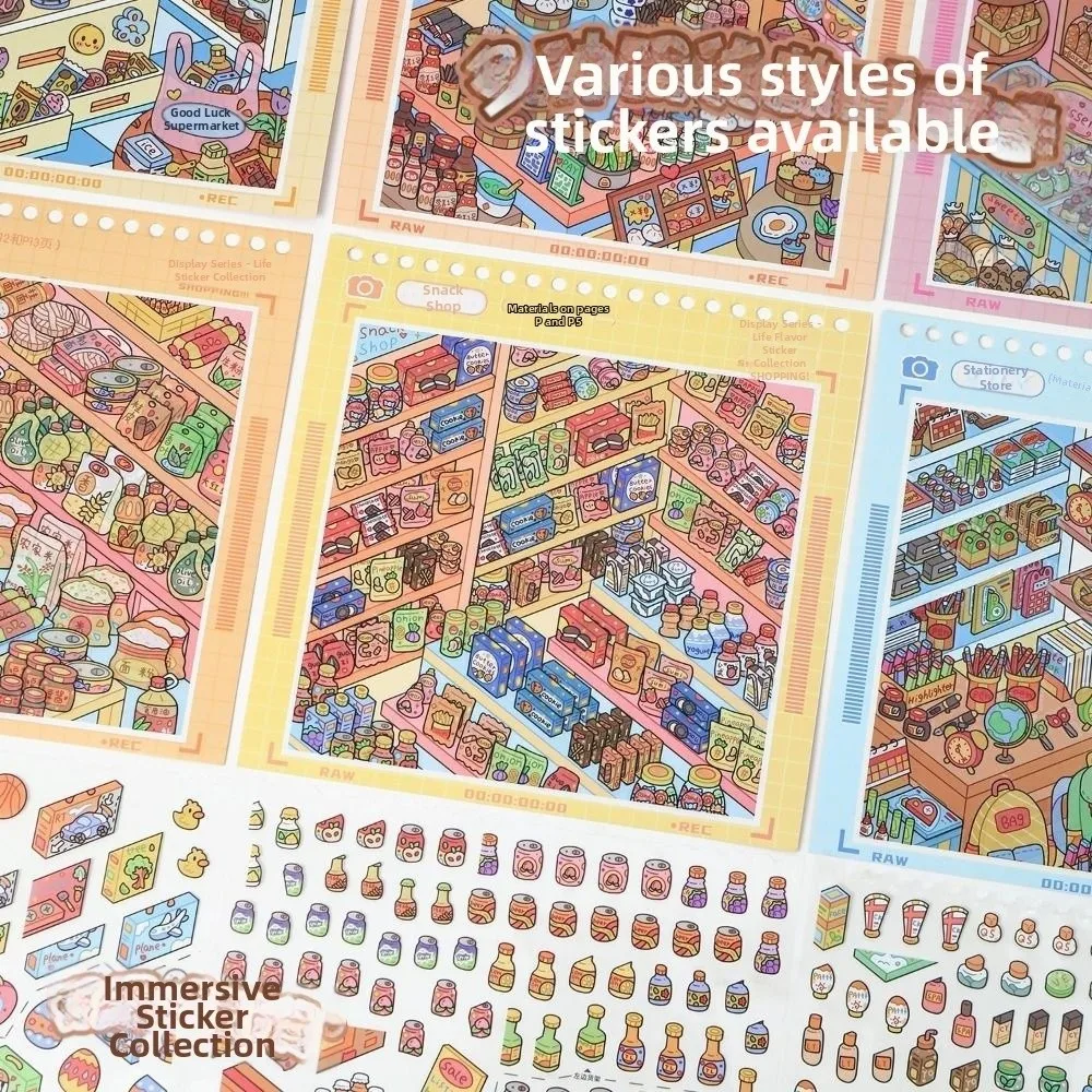 

Cartoon Miniature Landscape Sticker Collection Decorative Visual Stacking DIY Cabin Scene Sticker 3D Landscape Sticker Book