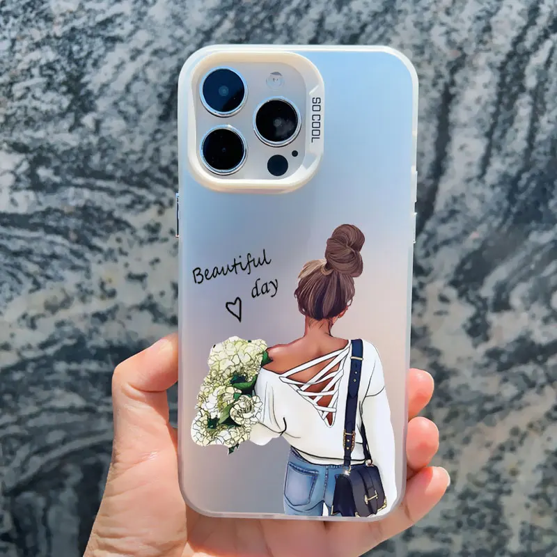 Girl Boss Weibliche Kaffee Handyhülle für iPhone 15 14 Plus Pro Max 17 16 13 Mini 12 11 Pro Max Muster stoßfeste Laserabdeckungen – Detail 1