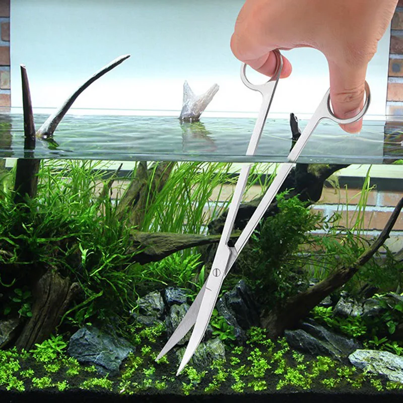 

25cm Stainless Steel Straight Curved Aquarium Scissors Aquarium Plants Trim Tool Fish Tank Cleaner Aquarium Accessories