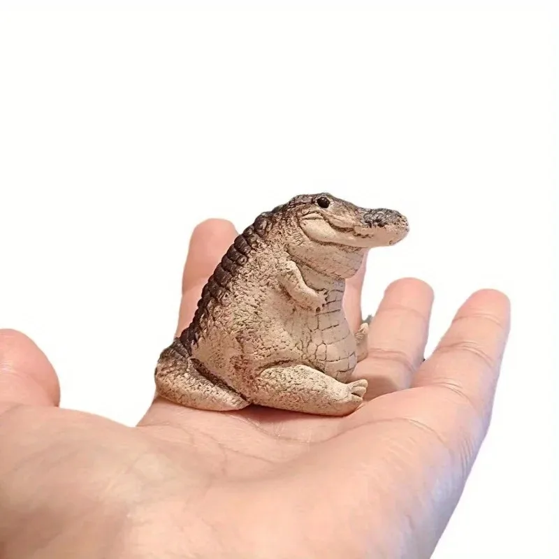 Cute Alligator Statue Ornament, Chubby Mini Alligator, Alligator Small Sculpture, Handmade Crocodile Figurine for Home Garden. - view 5