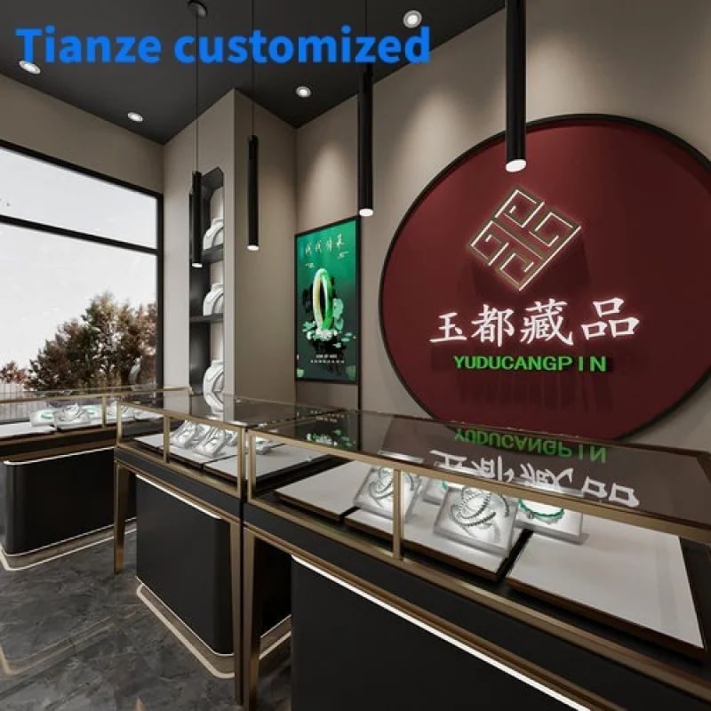 （customized）Metal jewelry store fixtures jewelry store cabinet jewelry glass display show with lights