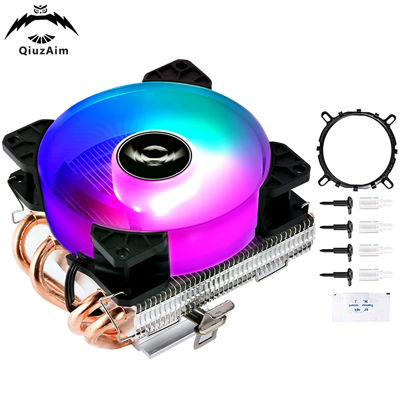 

QiuzAim 4 Heat Pipe CPU Cooling Fan Air-Cooler Installing LGA775 115x 1200 1700 1366 AMD AM3 AM4 AM5 Efficient Heat Dissipation