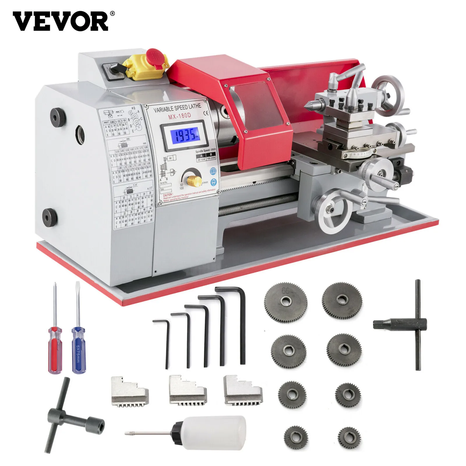 VEVOR  Precision Mini Lathe 2500 RPM 600W Mini Metal Lathe Variable Speed Milling Benchtop Wood Lathe Metal Lathe 7 x 12 Inch