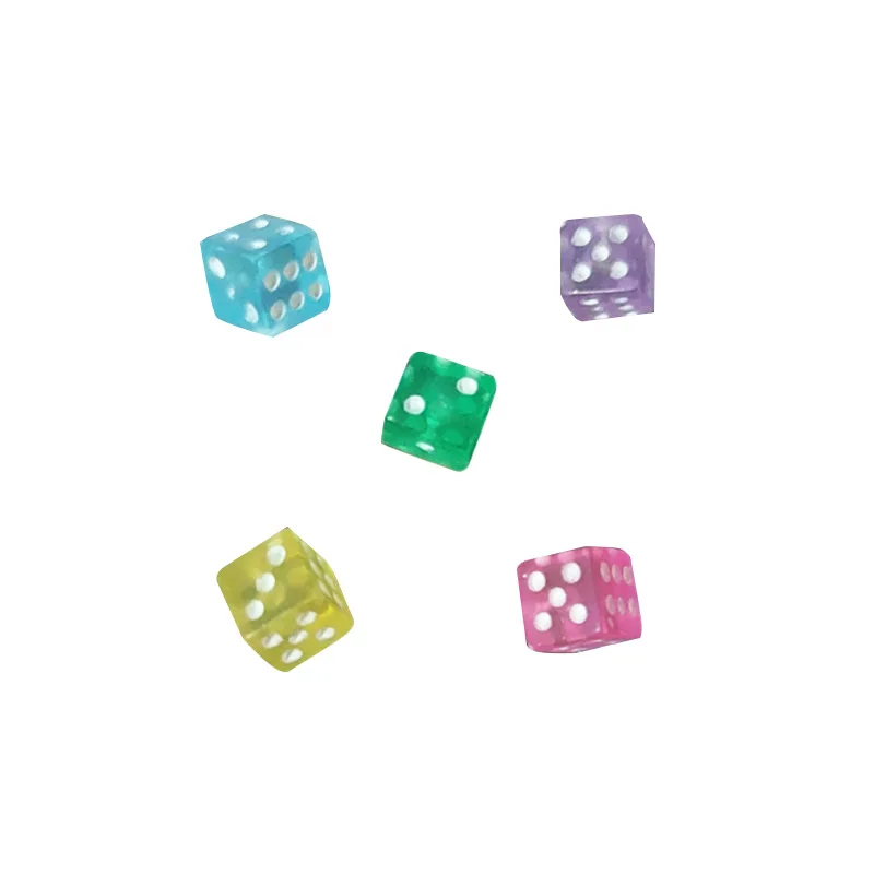 100Pcs 6colors Plastic White Gaming right angle Dice Standard D6 Point Six Sided Cube Dice for Board Game accessories 5*5*5mm