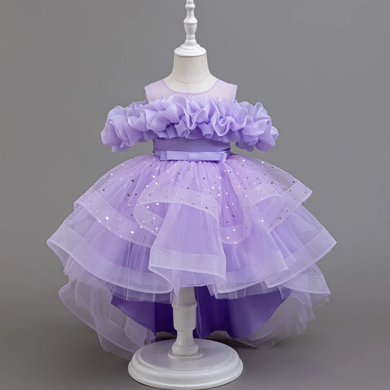 

Girls' new prom evening dress one shoulder elegant flower kid wedding dress suitable for Christmas children's clothing