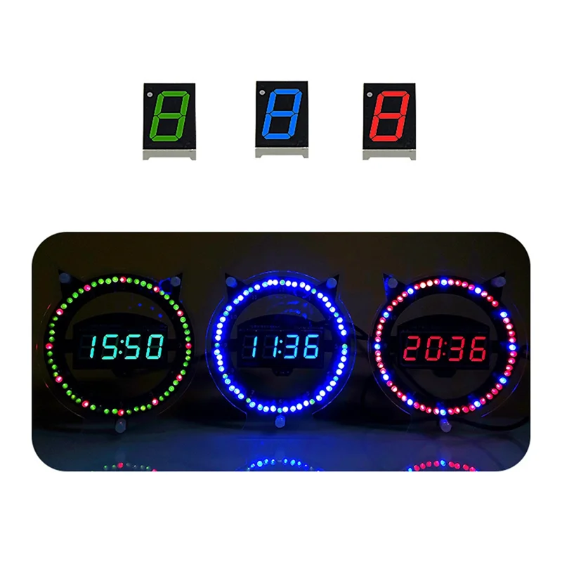 AB15-DS1302 Electronic Clock Kit DIY With Rotating LED Display Time Temperature Learning Soldering Project Practice Solder Red