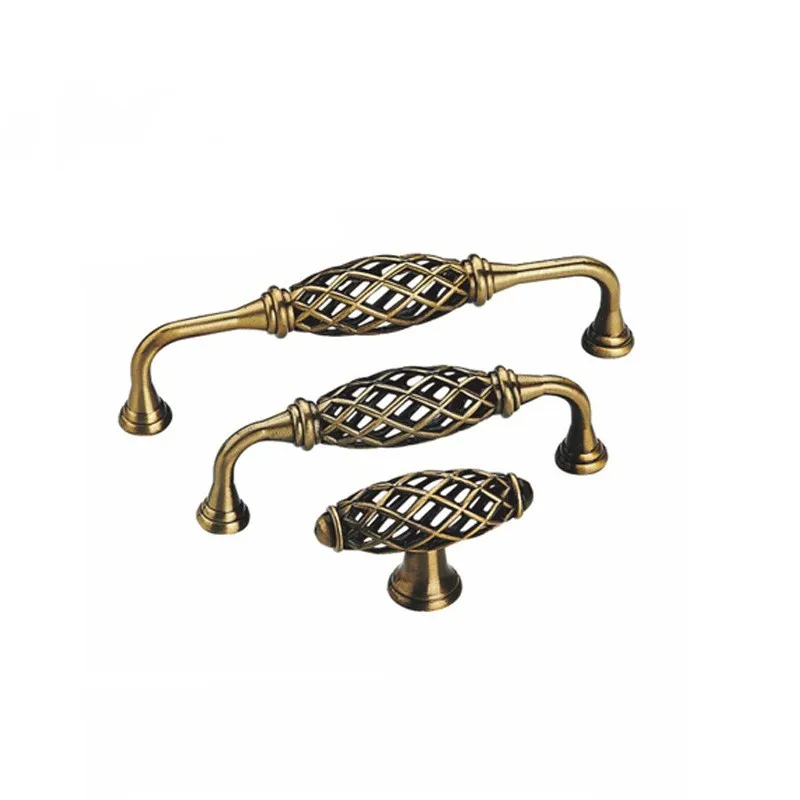 Classical Furniture Handles Birdcage Cabinet Pulls Iron Black Wardrobe Door Knobs Decoration Handles