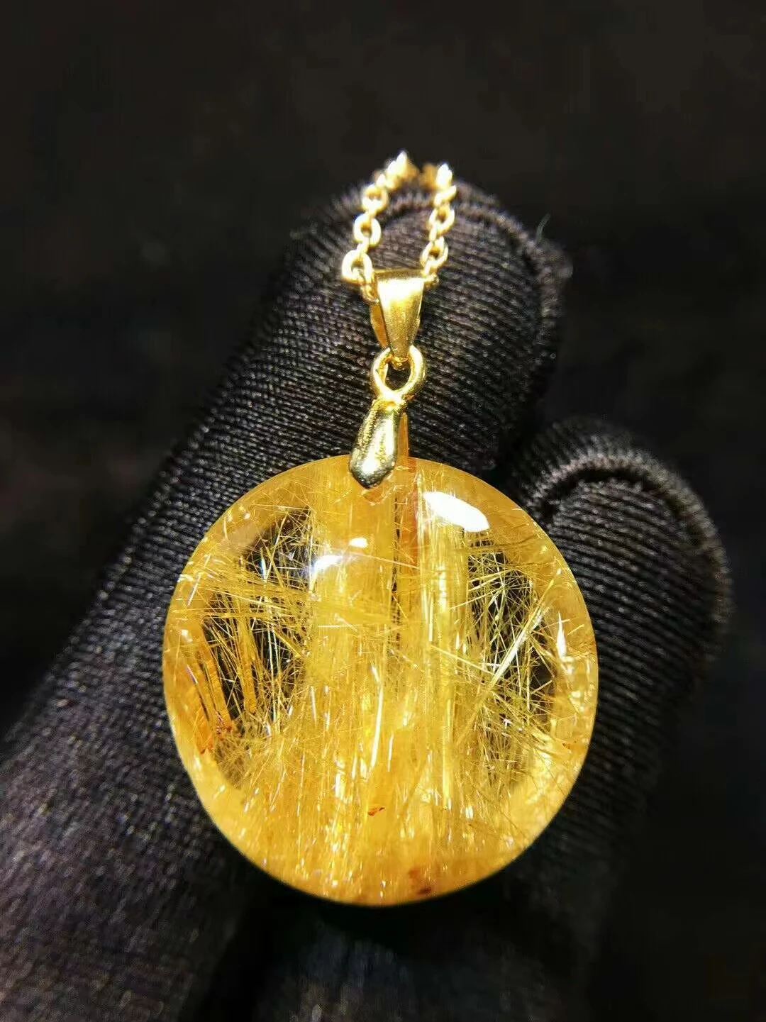 

Подвеска из натурального золота с рутилированным кварцем, круглые ювелирные изделия из рутилированного кварца, 28,5*20,5*10,3 мм для мужчин и женщин, Бразилия AAAAAAA