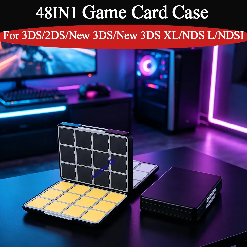 Nouvelle boîte de rangement portable 48-en-1 pour cartes de jeu 3DS 2026 – Étui magnétique de protection pour accessoires 2DS/NEW 3DS/NEW 3DS XL/NDS L/NDSI