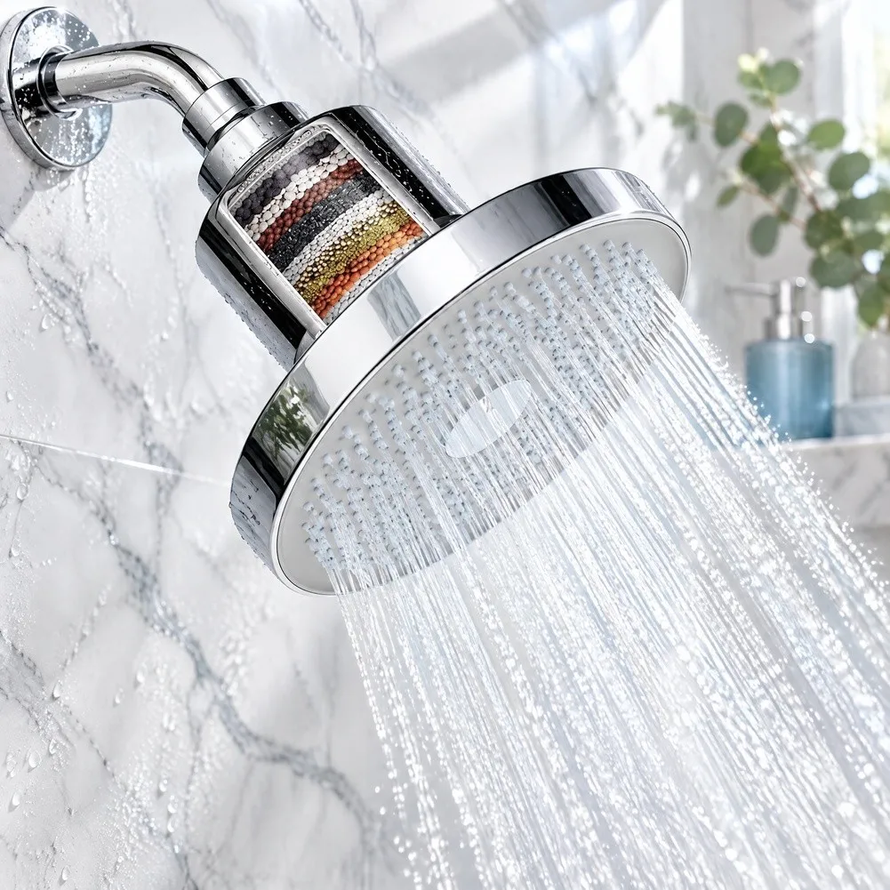 for Rain Shower Head 6 Inch Diameter High Pressure Design Featuring 25 Layer Filtration for Hard Water Applications