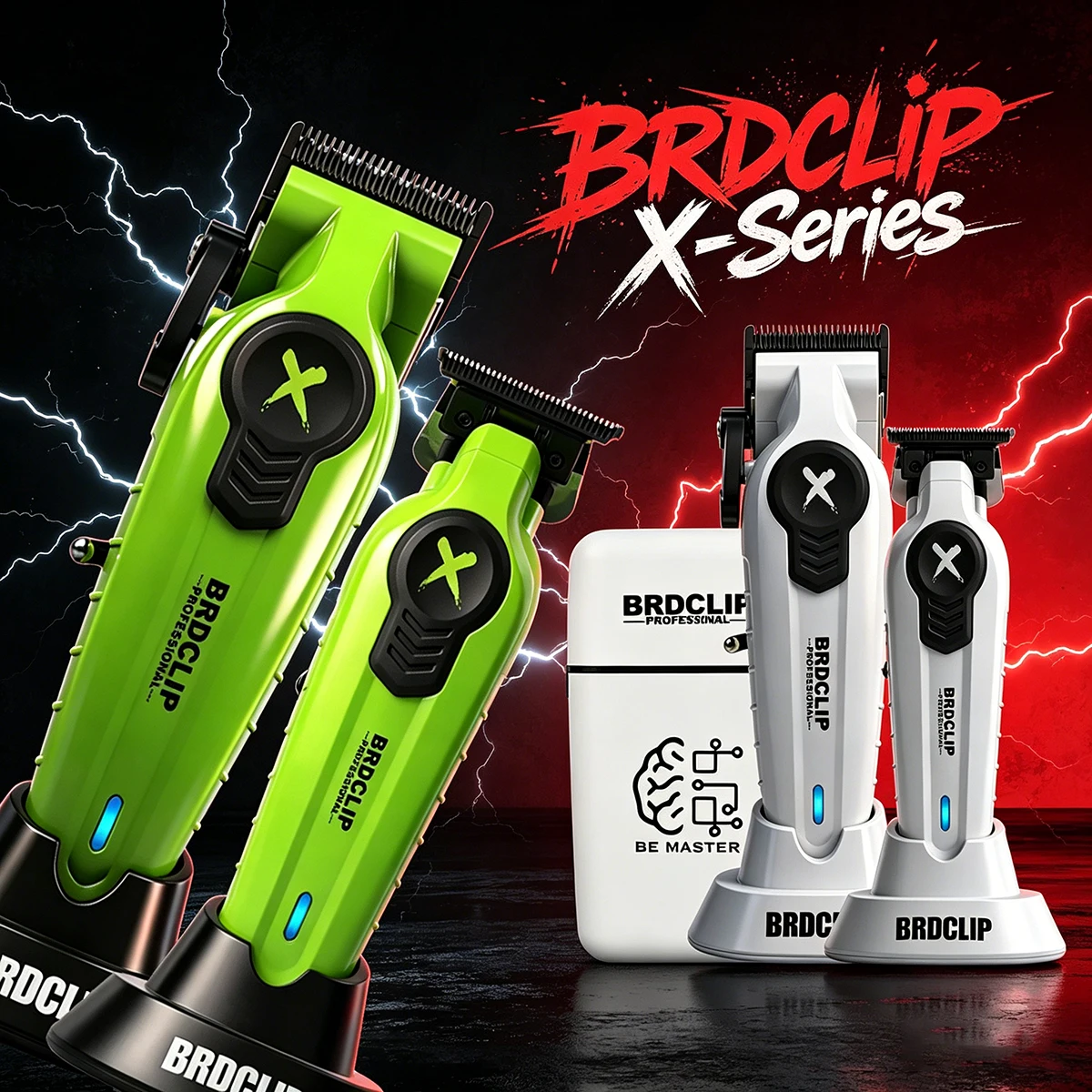 BRDCLIP X Series Set profesjonalna elektryczna maszynka do strzyżenia włosów trymer golarka Gradient Salon narzędzie do stylizacji włosów powlekane DLC blaknące ostrze