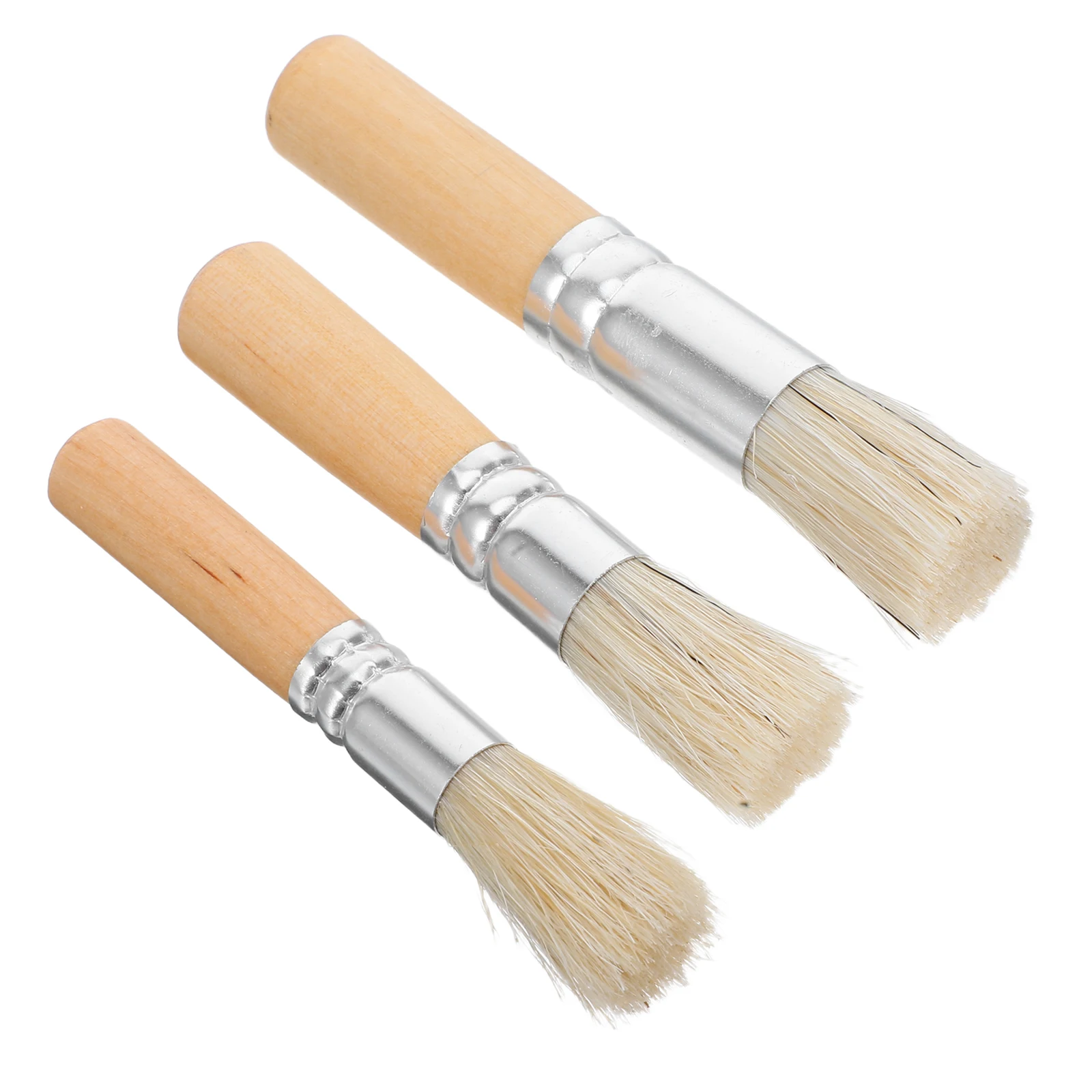 

3pcs Wooden Stencil Brushes Set Natural Bristle Template Paint Brushes For Acrylic Oil Watercolor Art Painting Indoor Projects