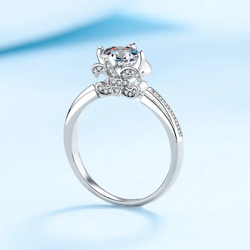 

Luxury 1 Carat Moissanite Diamond Crown Rings for Women, Pt950 Platinum Wedding Rings Fine Jewelry Exquisite Gifts