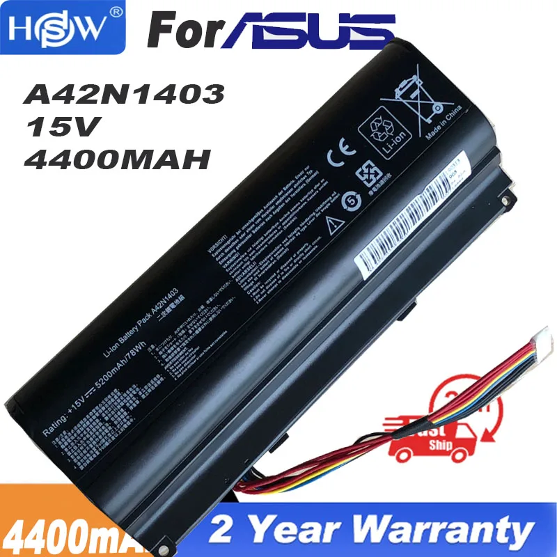 

New 15V 88Wh A42N1403 Laptop Battery For Asus ROG G751 G751JY G751JM G751JT GFX71JY GFX71JT Series A42LM9H A42LM93 4ICR19/66-2 R