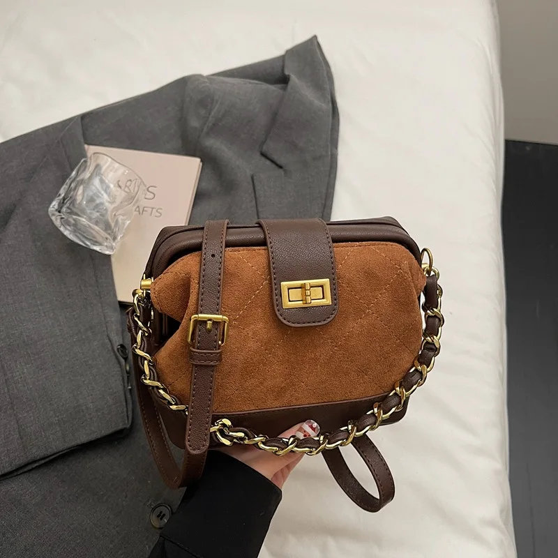 

Новинка 2023 года, женская стеганая сумка через плечо с цепочкой, многосторонняя сумка через плечо из веганской кожи, маленькая квадратная сумка для повседневного использования