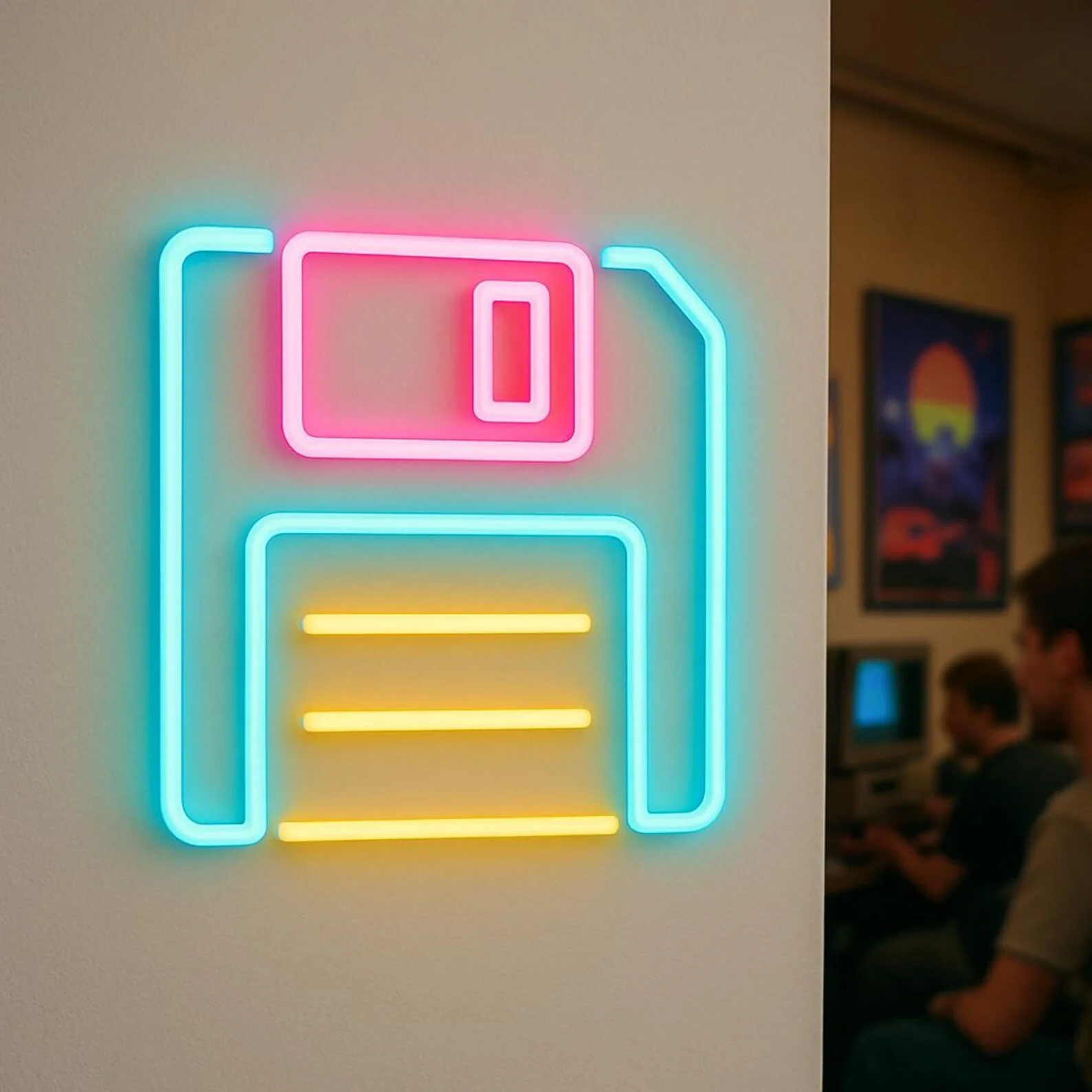 Floppy Disk Neon Sign,Computer Games And Technology Neon Sign,Gaming Rooms Led Sign,Office Neon Decor,Computer Clubs Decor
