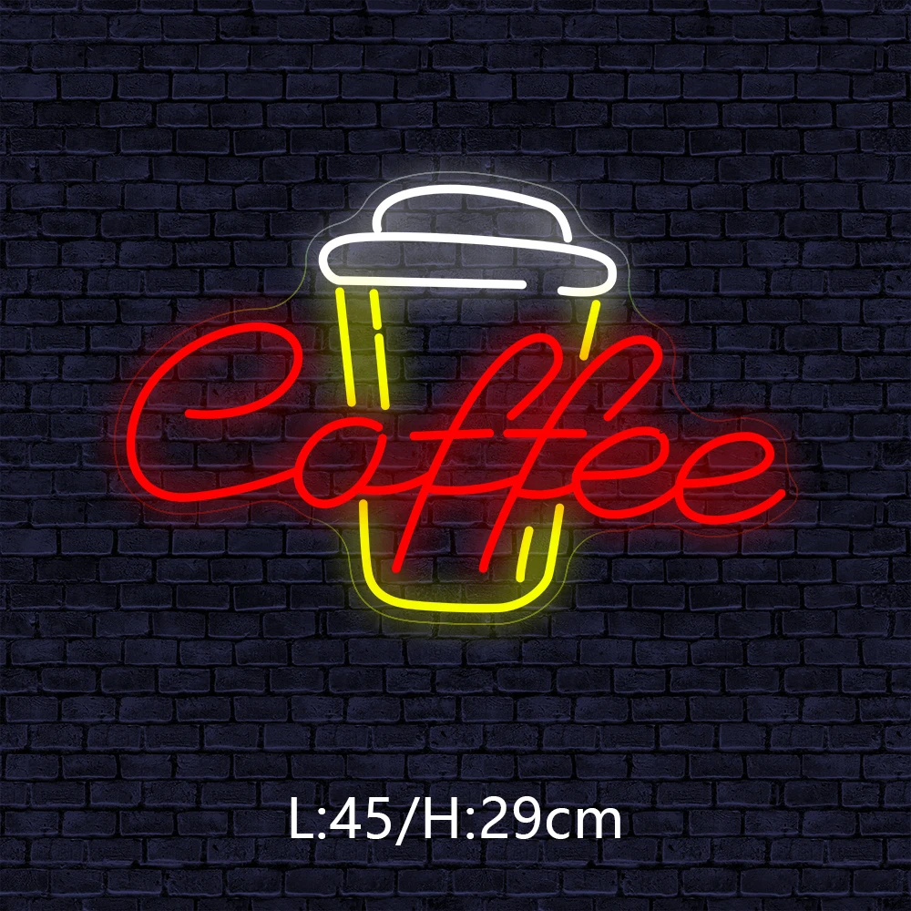 Custom Neon Light Sign LED Lamp Coffee Shop Cafe Sign Bar Store Cup Logo Handmade Indoor Business Advertisement Night Lamp