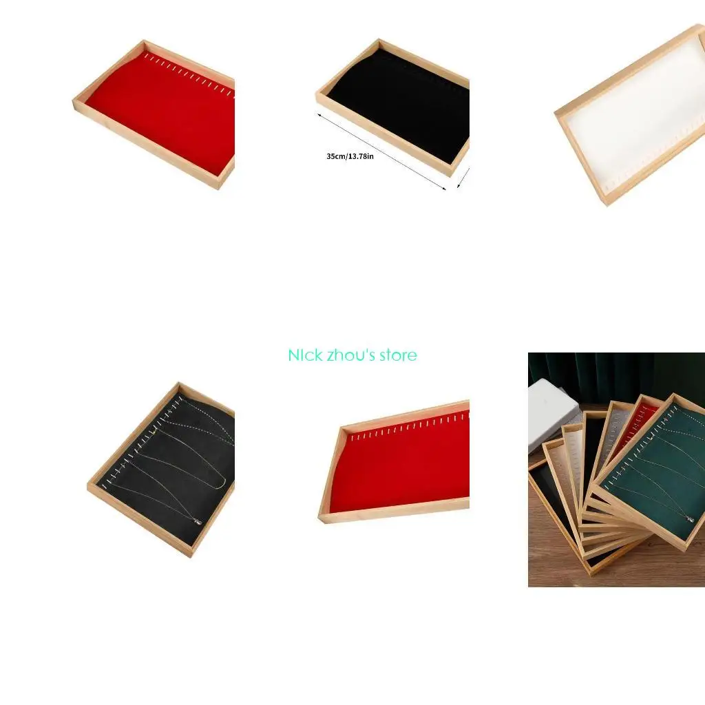 

E15E Wooden Jewelry Tray Showcase Display Stackable Necklace Bracelet Rings Showcase