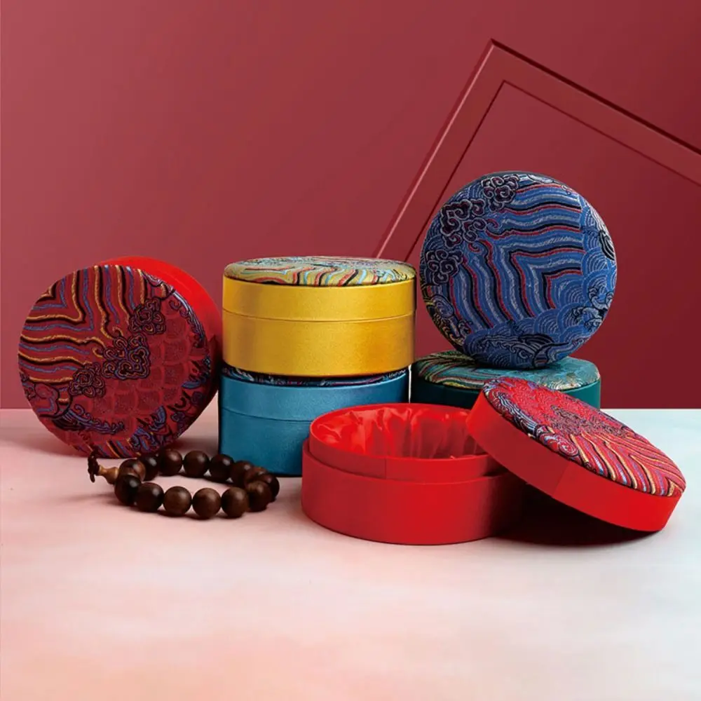 Organizador de almacenamiento de joyería de lino hecho a mano, joyero étnico con borlas, caja de pulsera Cultural china de gran capacidad DIY