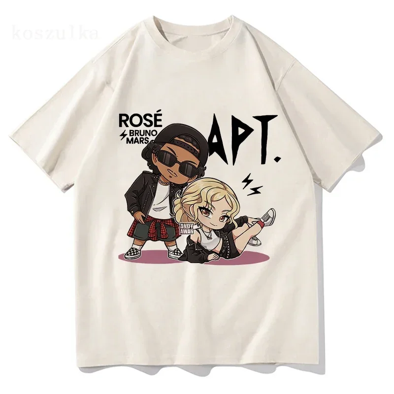Camiseta ROSE Bruno Mars APT, camiseta gráfica Harajuku a la moda para hombres y mujeres, camisetas Vintage estéticas de alta calidad Unisex