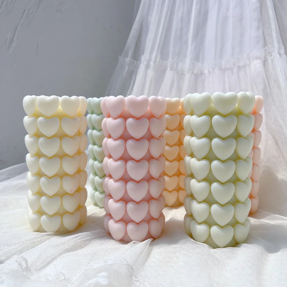 Wedding Decor Soy Wax Mold Heart Pillar Silicone Candle Mold Anniversary Presents Engagement Valentines Day Gift