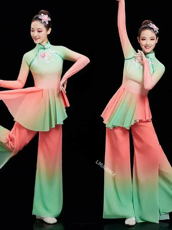 

Jiaozhou Yangge Dance Performance Dress for Female Chinese Style 2026 New Art Exam Classical Fan Dance Dress