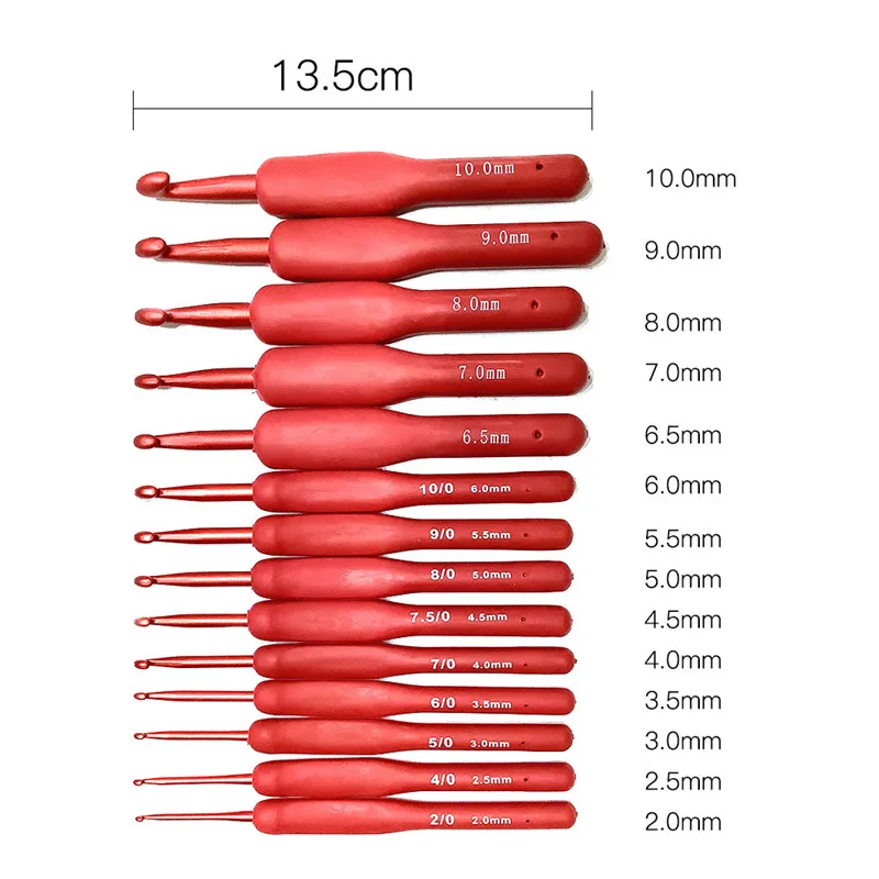 Aluminum Crochet Hooks Set with Silicone Handle, Knitting Needles, Weaving Needle, Braids Knitting and Crochet Needles, 14Pcs