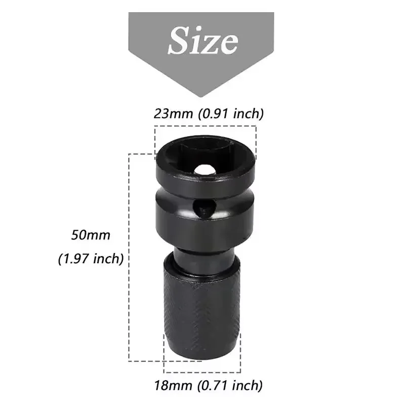 1/2 Stück 1/2 Zoll Vierkantantrieb auf 1/4 Zoll Innensechskant-Adapter, Konverter, Spannfutter-Adapter für Schlagluft- und Elektroschrauber