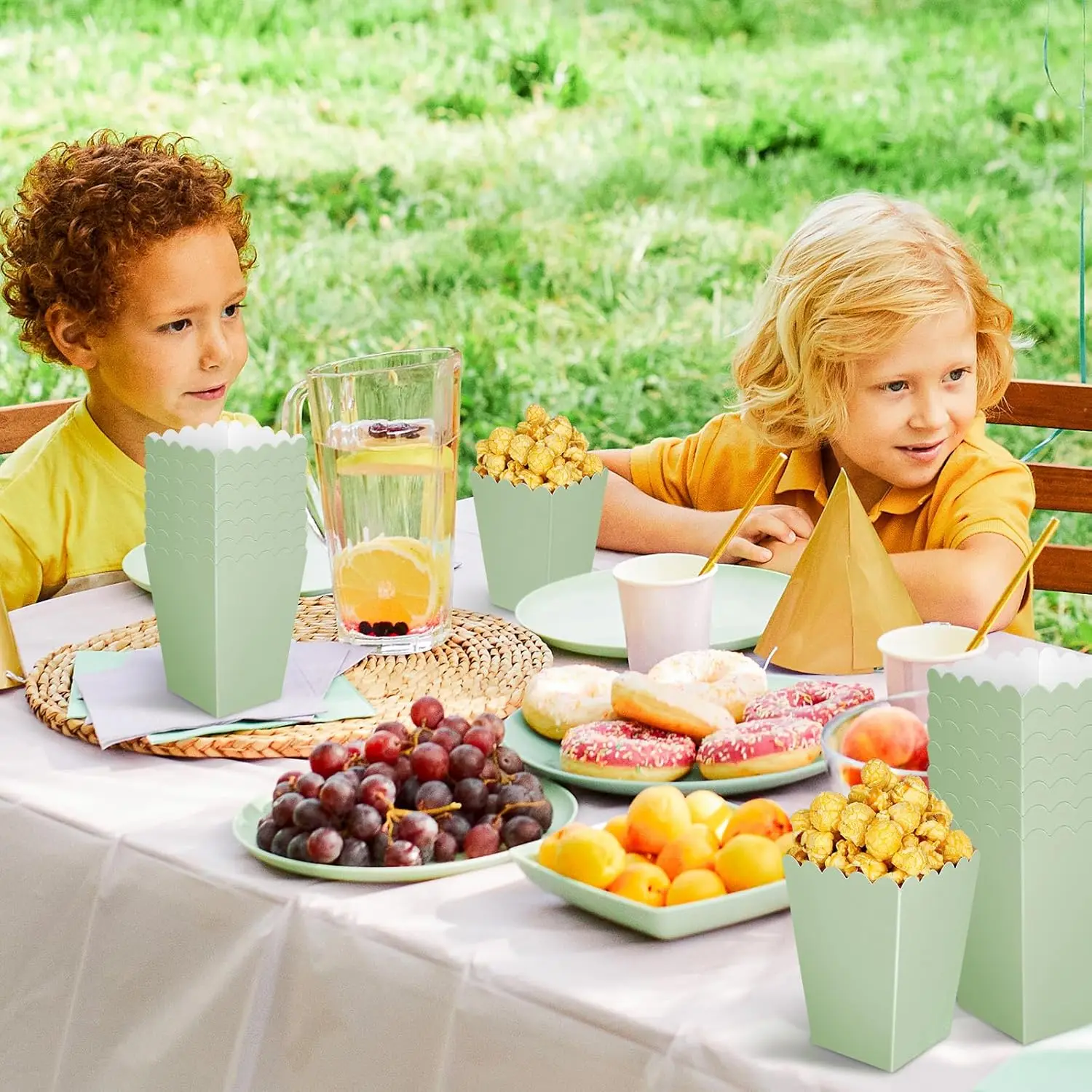 12 pcs  Sage Green Mini Popcorn Boxes Green Popcorn Buckets Candy Favor Boxes for Movie Night Party Supplies view 5