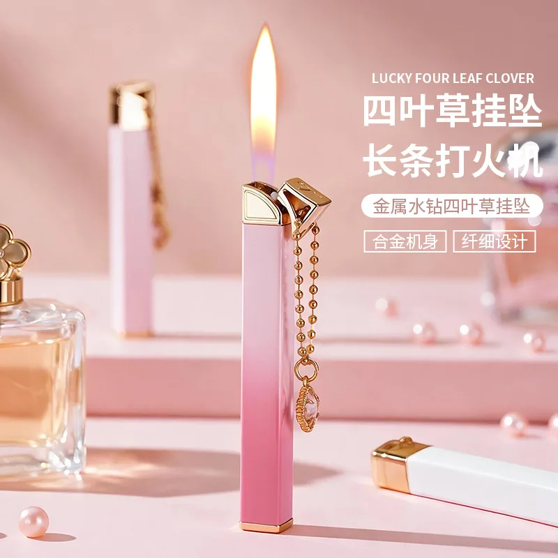 Apex New Women's Fashion Hanging Chain Inflatable Lighter Mini Metal Outdoor Open Fire Portable Lighter Smoking Gift