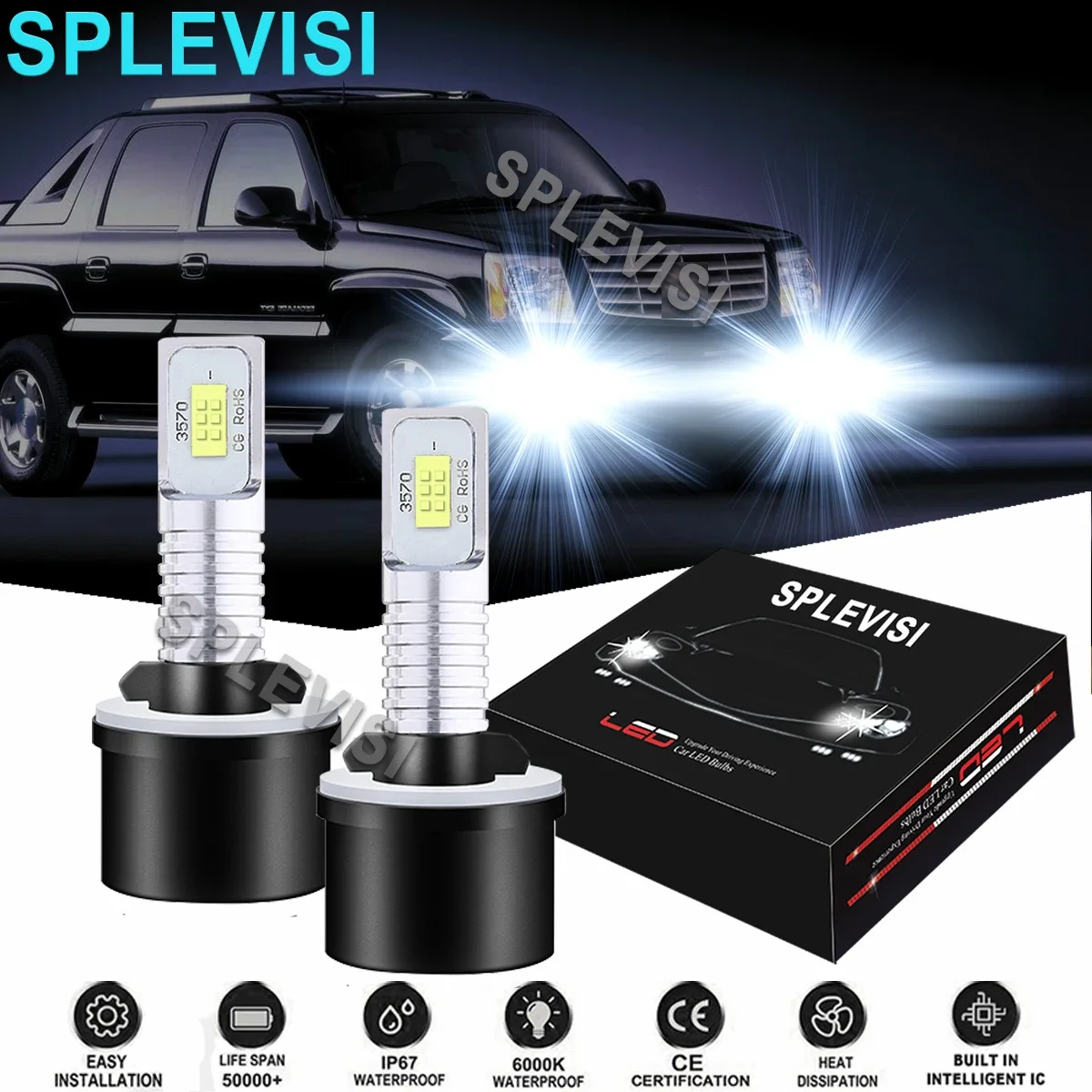 2PCS Car LED Fog Light Bulbs 6000K White Fit For Ford Taurus 2000-2007 Ford Mustang Gt Svt Cobra 1999 2000 2001 2002 2003 2004