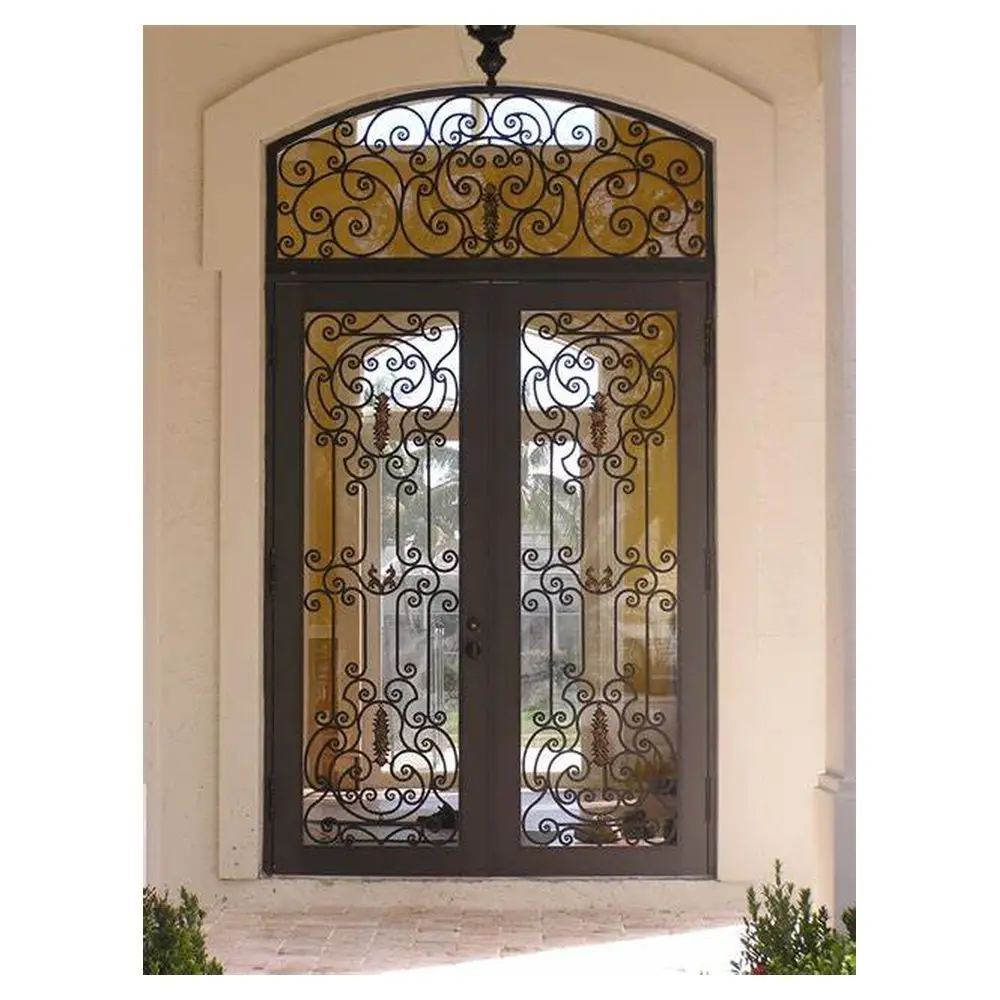 Customizable Size Wrought Iron Gate With Laser Cut Patterns For Hotel Unique Artwork Steel Fabrication Wrought Iron Gate